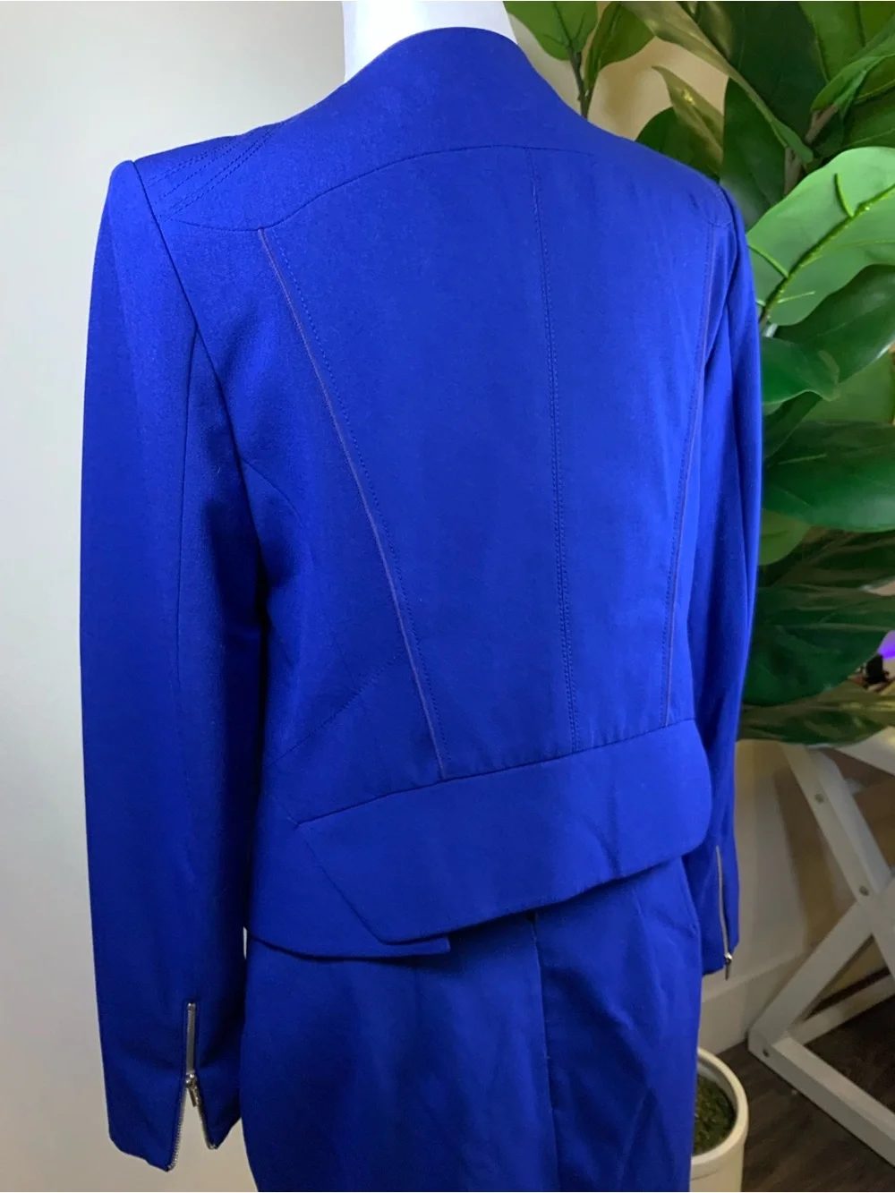 Calvin Klein Cobalt Blue Zip-Front Jacket & Skirt Set
